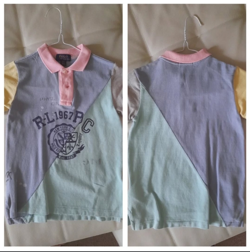 Ralph Lauren Blue and Purple Polo Shirt Sporty Cotton Blend